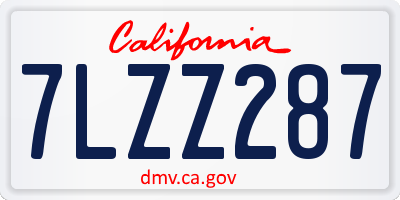 CA license plate 7LZZ287