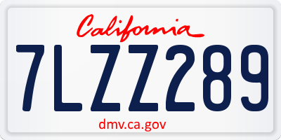 CA license plate 7LZZ289