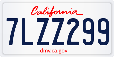 CA license plate 7LZZ299