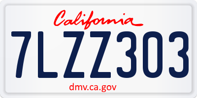 CA license plate 7LZZ303