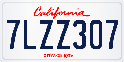 CA license plate 7LZZ307