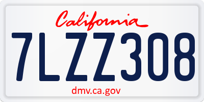 CA license plate 7LZZ308