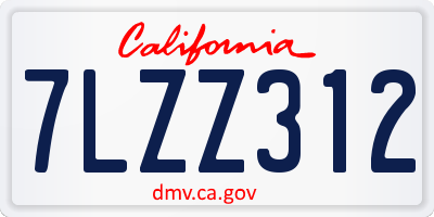 CA license plate 7LZZ312