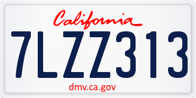 CA license plate 7LZZ313