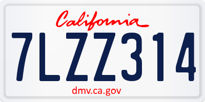 CA license plate 7LZZ314