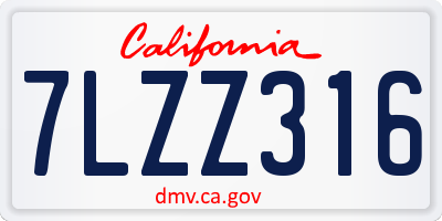 CA license plate 7LZZ316