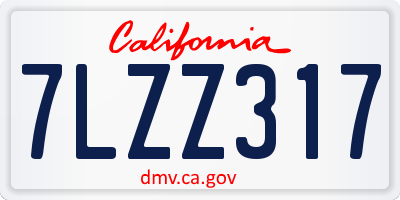 CA license plate 7LZZ317