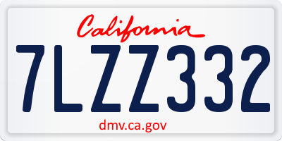 CA license plate 7LZZ332
