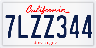 CA license plate 7LZZ344