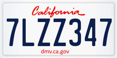CA license plate 7LZZ347