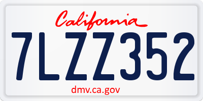 CA license plate 7LZZ352