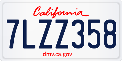 CA license plate 7LZZ358