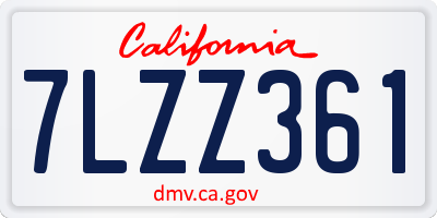 CA license plate 7LZZ361