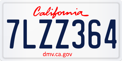 CA license plate 7LZZ364