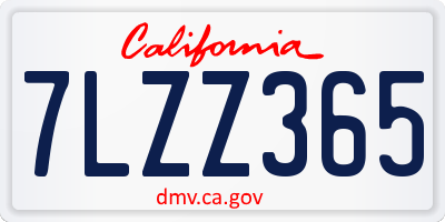 CA license plate 7LZZ365