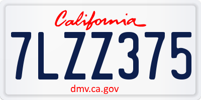 CA license plate 7LZZ375