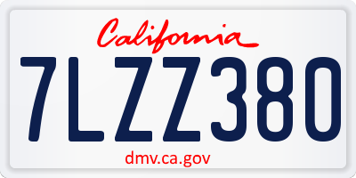 CA license plate 7LZZ380