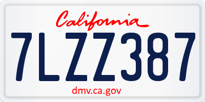 CA license plate 7LZZ387