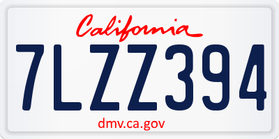 CA license plate 7LZZ394