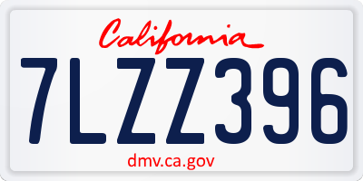 CA license plate 7LZZ396