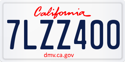 CA license plate 7LZZ400