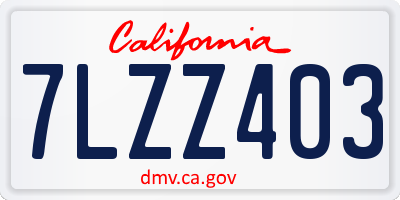 CA license plate 7LZZ403