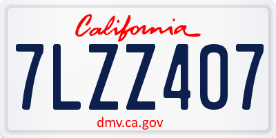 CA license plate 7LZZ407