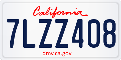 CA license plate 7LZZ408