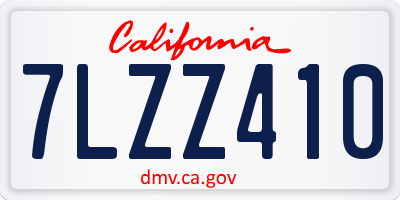 CA license plate 7LZZ410