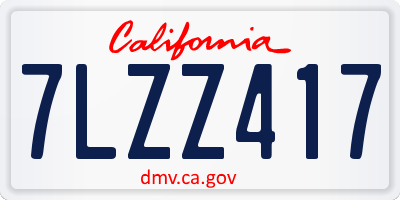 CA license plate 7LZZ417