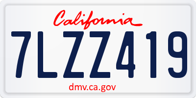 CA license plate 7LZZ419