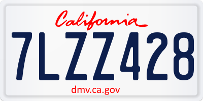 CA license plate 7LZZ428