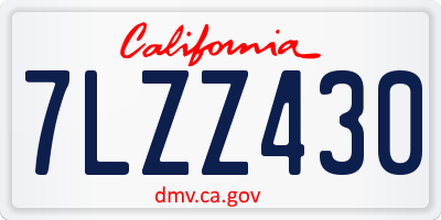 CA license plate 7LZZ430