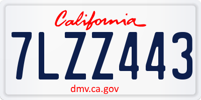 CA license plate 7LZZ443