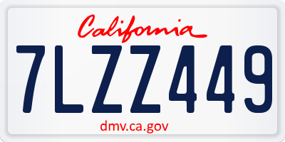 CA license plate 7LZZ449