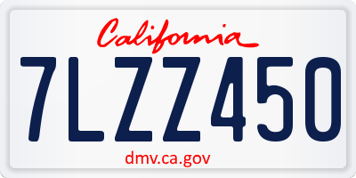 CA license plate 7LZZ450