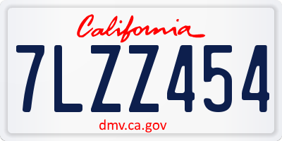 CA license plate 7LZZ454