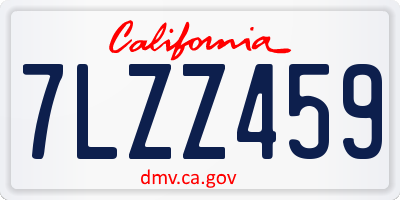 CA license plate 7LZZ459