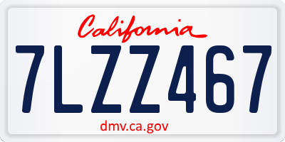 CA license plate 7LZZ467