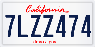 CA license plate 7LZZ474