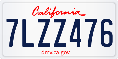 CA license plate 7LZZ476