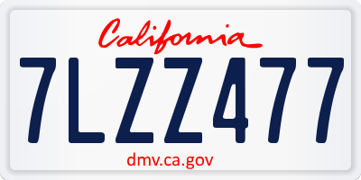 CA license plate 7LZZ477
