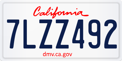 CA license plate 7LZZ492