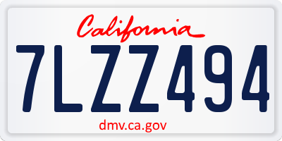 CA license plate 7LZZ494