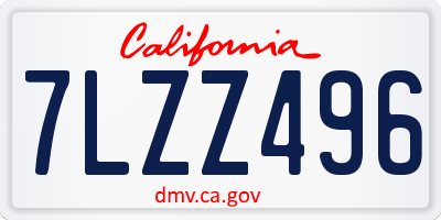 CA license plate 7LZZ496