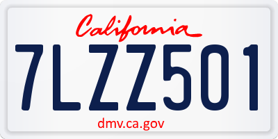 CA license plate 7LZZ501