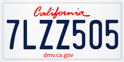 CA license plate 7LZZ505