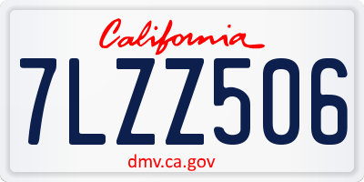 CA license plate 7LZZ506