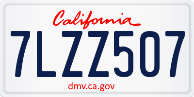 CA license plate 7LZZ507