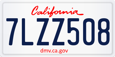 CA license plate 7LZZ508